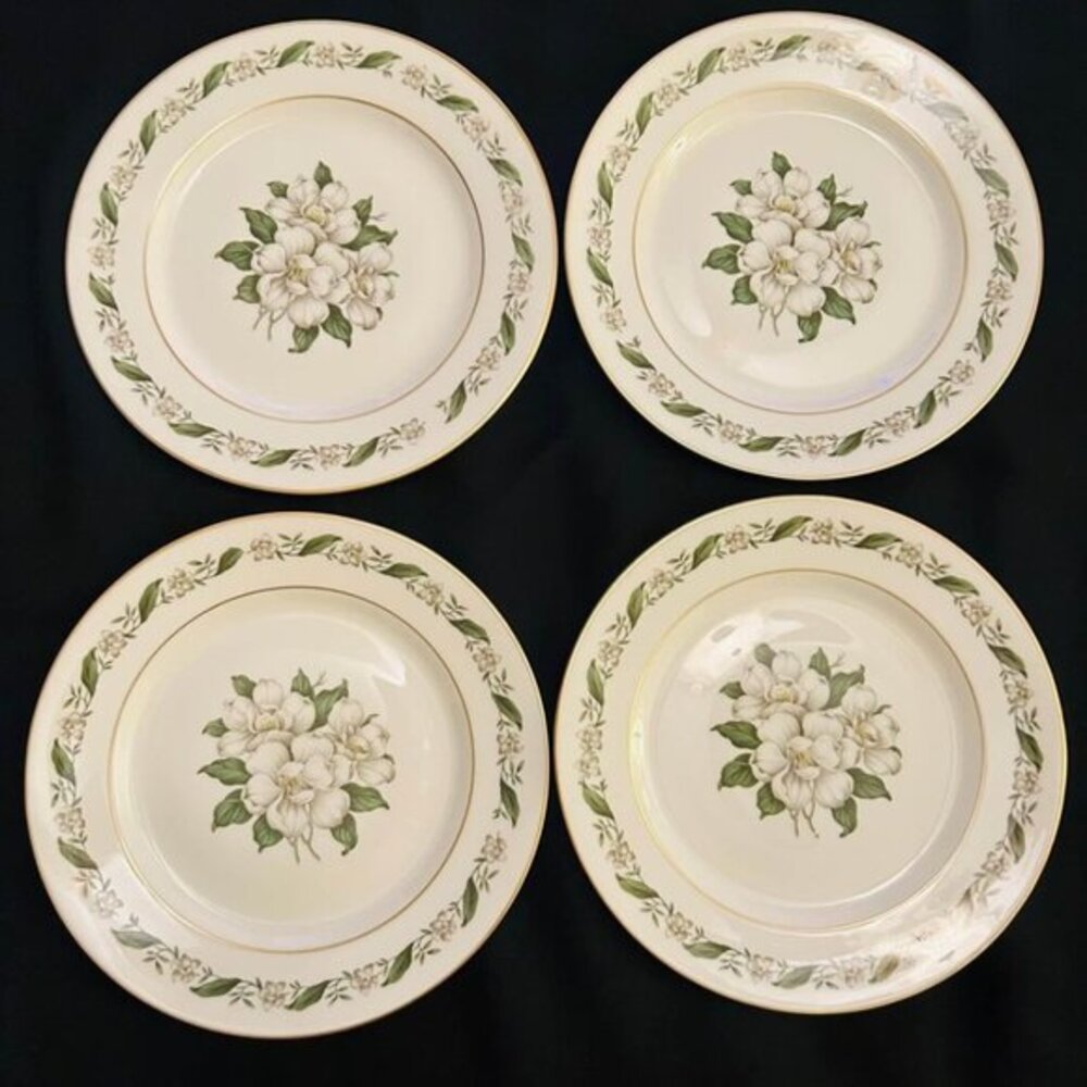 Magnolia Floral Royal Jackson Gold rim Salad plates Set of 4